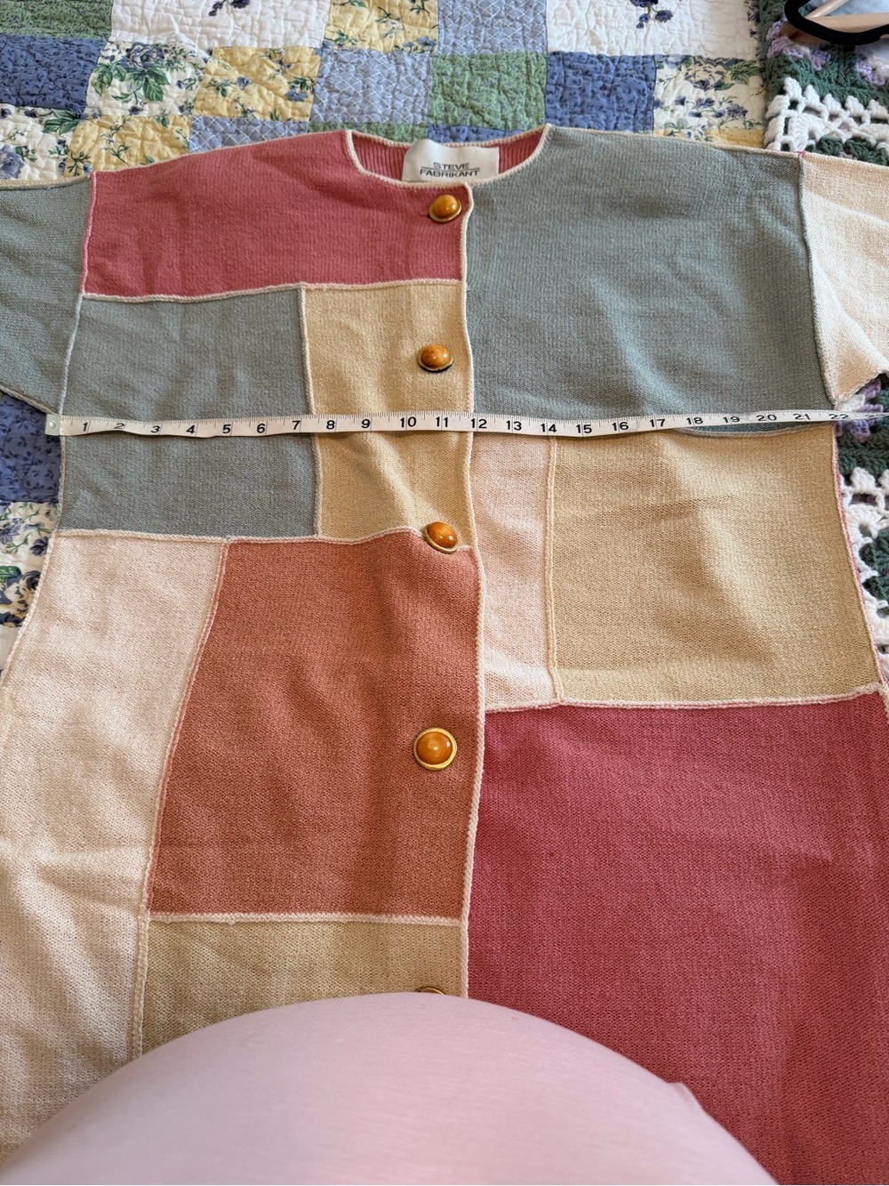 Steve Fabrikant Vintage Wool Color Block Long Button Down Sweater Size M - Picture 8 of 16